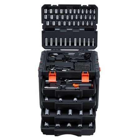 Mechanics Tool Set, 256-Piece Mechanic Tool Kit, 1/4 in, 3/8 in, and 1/2 in Drive, SAE and Metric Socket Set, Wrenches, Screwdriver Bits, Accessories, and Storage Case, for Automotive Repair
