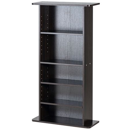 Media Storage Cabinet, 5-layer DVD Shelf Holds up to 240 CDs, Adjustable CD Shelves, Protects & Organizes Music, Movie, Video Games or Memorabilia Collections, Espresso