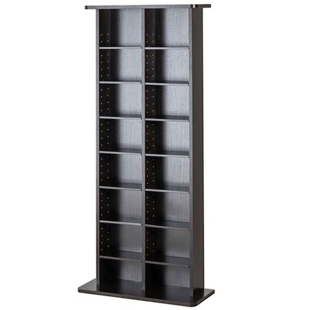 Media Storage Cabinet, 8-layer DVD Shelf Holds up to 464 CDs, Adjustable CD Shelves 16 Compartments, Protects & Organizes Music, Movie, Video Games or Memorabilia Collections, Espresso