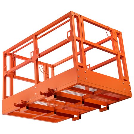 Mesh Telehandler Work Platform, 48 x 73.9 Inch, Man Safety Basket, 2000 lbs Capacity, Forklift Telehandler Attachment, Safety Cage, Heavy Duty Carbon Steel, for Most Aerial Jobs Lifting Loader