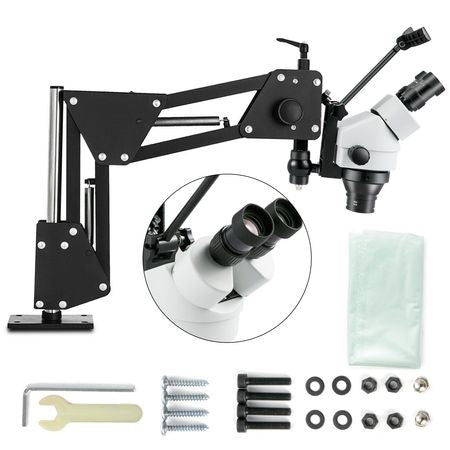 Micro Inlaid Mirror Multi-Directional Microscope with Spring Bracket Multi-Directional Micro-Setting Microscope Microscope Gem Diamond Setting Machine with Stand Jewelry Tools 7X-45X