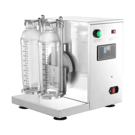 Milkshake Maker Machine, 120W Commercial Milk Tea Shaker Machine, Double Head Milk Shake Mixer Machine, 0-180s Adjustable Milkshake Blender, with 1 L PC Cup, for Milk Tea Store