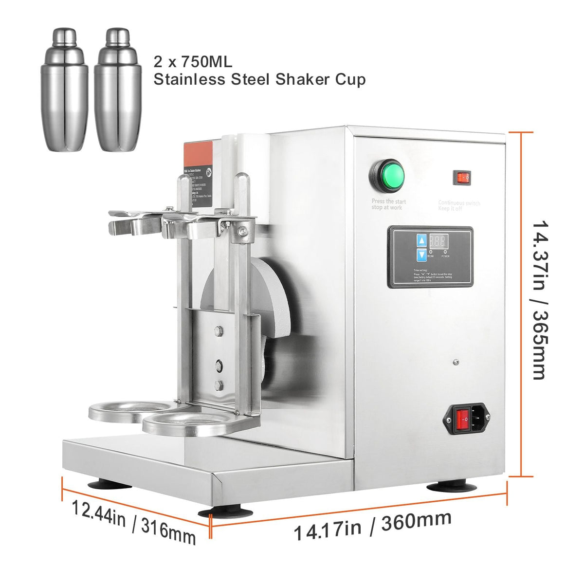 Milkshake Maker Machine, 120W Commercial Milk Tea Shaker Machine, Double Head Milk Shake Mixer Machine, 0-180s Adjustable Milkshake Blender, with 750 ml Stainless Steel Cup, for Milk Tea Store