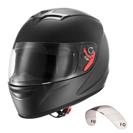 Motorcycle Helmet, Full Face, Adult Motocross Dirt Bike Helmet with Tinted and Clear Dual Visor, Motorbike Racing Street with Detachable Liner for Men & Women, DOT Approved, (Matte Black, XL)