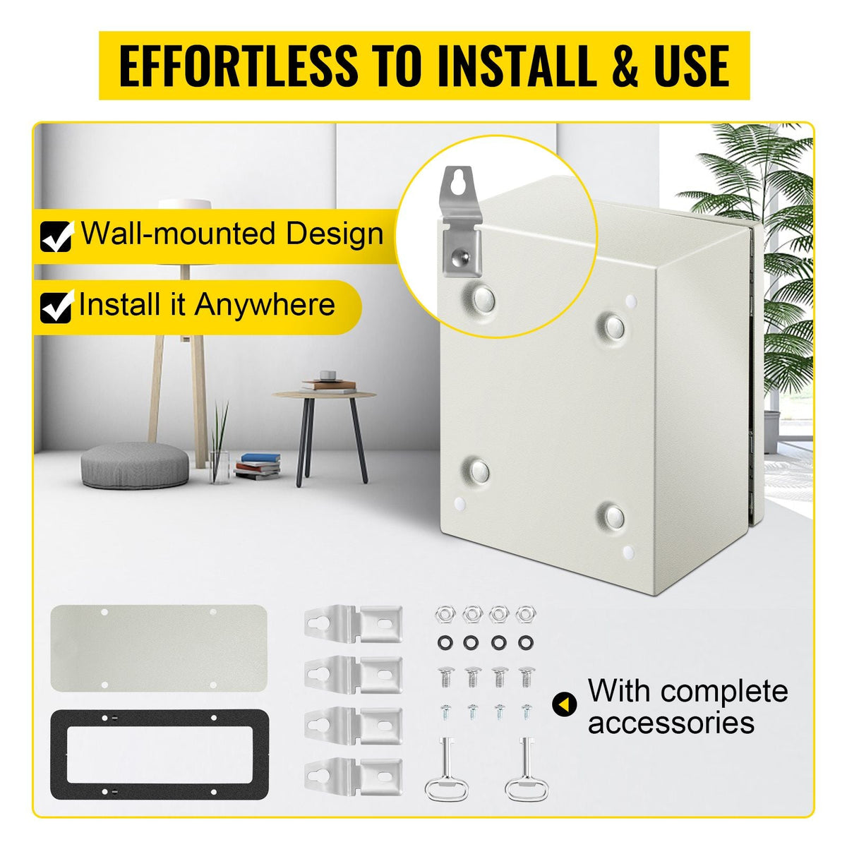 NEMA Metal Case, 10 x 8 x 6'' NEMA 4X Metal Electric Enclosure, IP66 Water & Dust Resistant, Suitable for Both Outdoor & Indoor Use, Includes Mounting Plate