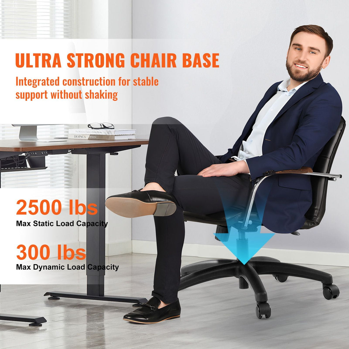 Office Chair Base Replacement, 28", 2500 lbs Static Load, Heavy Duty Universal Computer Desk Chair Stool Base Part with 5 Casters, Gas Cylinder & Seat Plate, Desk Chair Base Replacement, Black