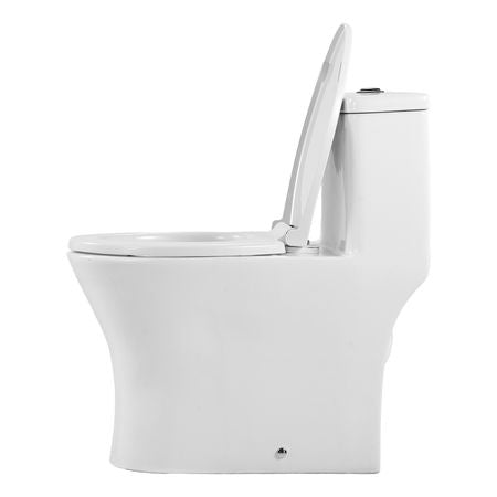One-Piece Toilet, Elongated Toilet Vortex Dual-Flush 1.0/1.28 GPF, Toilets for Bathroom with Comfortable Chair Seat, Standard Height, Easy-Clean Skirted Design, 12 inch Rough-In, White + Black