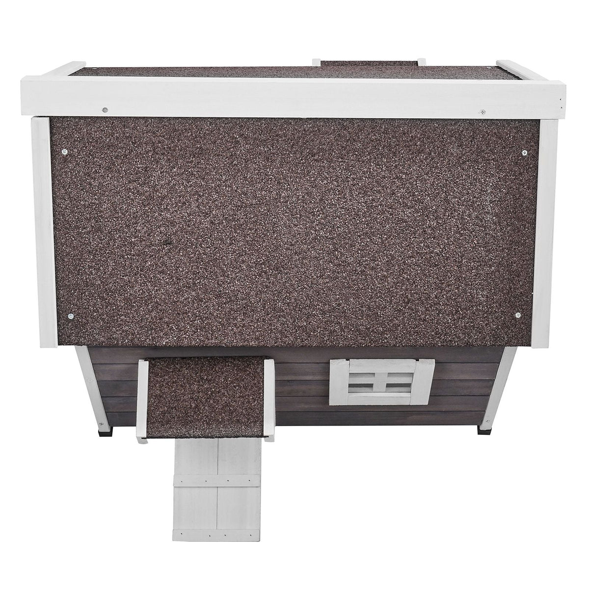 Outdoor Cat House Weatherproof, Feral Cat Shelter for Multiple Cats, Outdoor Wooden Cat House with Large Side Door, PVC Door Flaps, Open Roof, Clear Window, 22"L x 30"W x 26"H