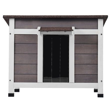 Outdoor Cat House Weatherproof, Feral Cat Shelter for Multiple Cats, Outdoor Wooden Cat Rabbit House with a Window, Open Roof and PVC Door Flaps, 24"L x 21"W x 18"H