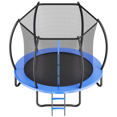 Outdoor Trampoline, 8FT Recreational Trampoline, ASTM Approved Trampolines with Enclosure Net & Thickened Pad, Max 265 lbs Weight Capacity, Anti-Rust Backyard Trampolines for Kids & Adults