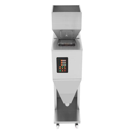 Particle Filling Machine, 0.022-2.2 lbs/10-1000g, Automatic Filler Machine with Foot Pedal, Stainless Steel Weighing Filling Machine, Weigh Filler for Beans Seeds Grains Tea Granular Packing