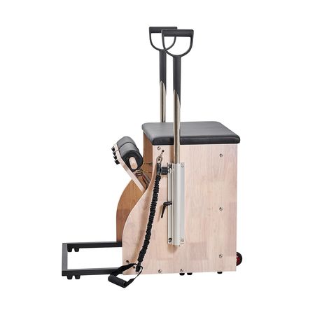 Pilates Chair, Split-Pedal Stability Combo Chairs with Handles, Rubber Wood Frame Yoga Fitness Trainer, Exercise Reformer, Pilates Resistance-Workout Equipment, for Home Gym Studio Workout