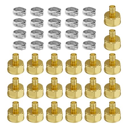 Pipe Fittings, 1/2" 20PCS Brass Pipe Fittings, Clamp-style 1/2 NPT Internal Thread Pipe Connector Brass Air Fittings, Heavy Duty Plumbing Fittings NPT Adapter for Heating/Shower Systems
