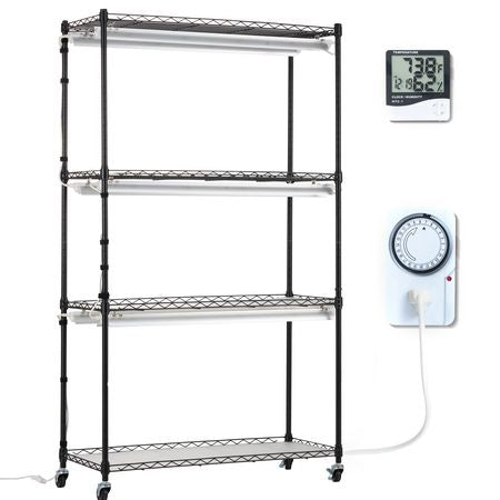Plant Stand with Grow Light, 4 Tiers Plant Shelf with 3000K 180W LED Full Spectrum Light for Indoor Plants, Grow Light Shelf with Timer for Seed Starting 35.4" L x 13.8" W x 59.1" H