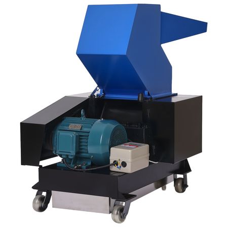 Plastic Shredder Crusher, 10HP/7.5KW Plastic Bottle Grinder Granulator, 250-450kg/h Capacity Pulverizer Recycling Machine with Wheels, SDK-11 Blade & 10mm Mesh for PVC PTFE (220V 60Hz 3-Phase)