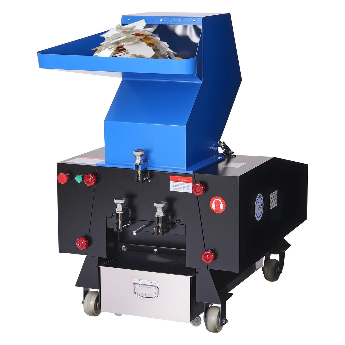 Plastic Shredder Crusher, 5.5HP/4.0KW Plastic Bottle Grinder Granulator, 150-200kg/h Capacity Pulverizer Recycling Machine with Wheels, SDK-11 Blade & 8mm Mesh for PVC PTFE (220V 60Hz 3-Phase)
