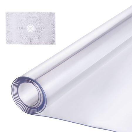 Plastic Table Cover, 54 x 54 Inch 2.0 mm Thick Clear Table Protector, Square PVC Desk Mat, Waterproof & Easy Cleaning Desk Pad Tablecloth, for Office Dresser Dining Room Table Night Stand