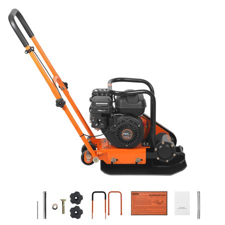 Plate Compactor, 6.5 HP 196CC Gas Engine, 5600 VPM Vibrating Ground Rammer, 2360 lbs Compaction Force, 20.1 x 15 in Plate, Walk Behind Compactor for Paver Landscaping, Asphalt, Foundation, Soil