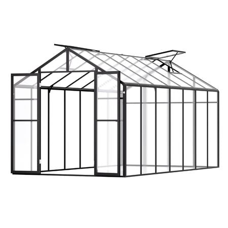 Polycarbonate Greenhouse, 8 x 14 Ft, Outdoor Greenhouse with 2 Vent Windows, Pavilion Styled Greenhouse with Hinged Door, Aluminum Large Walk-in Greenhouse Kit for Outside Garden Backyard
