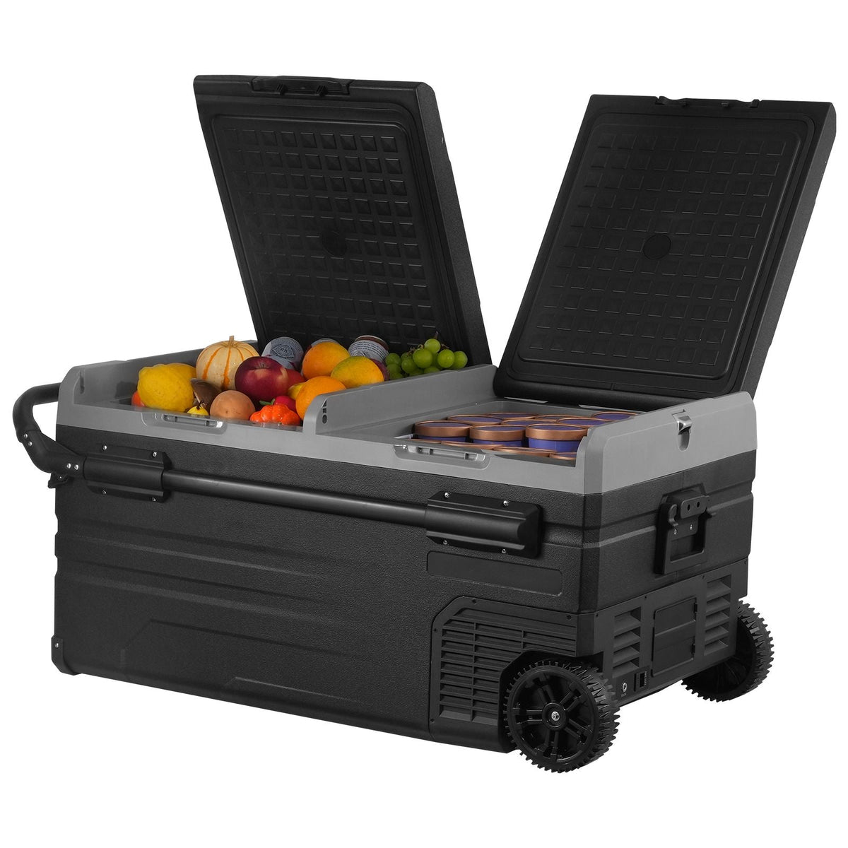 Portable Car Freezer, 100 Quart Portable Refrigerator Freezer, 95L Dual Storage Zone Camping Freezer, -4 - F 12 Volt Fridge Freezer, Car Freezer for Car and Home Use, DC 12/24V, AC 100-240V