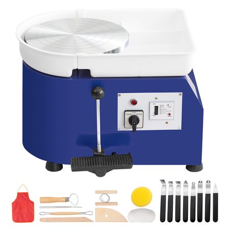 Pottery Wheel, 350W, 11 in Clay Wheel Forming Machine, 60-300 RPM Adjustable Speed with Handle and Pedal Control, ABS Detachable Basin, Accessory Kit for Adults and Beginners Craft DIY, Blue