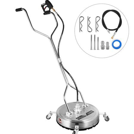 Pressure Washer Surface Cleaner, 21\'\', Max. 4000 PSI Pressure by 3 Nozzles for Cleaning Driveways, Sidewalks, Stainless Steel Frame with Rotating Dual Handle, Wheels, Fit for 3/8\'\' Quick Con