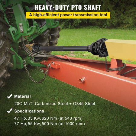 PTO Shaft, 1-3/8\" PTO Drive Shaft, 6 Spline Both Ends PTO Driveline Shaft, Series 5 Tractor PTO Shaft, 43\"-57\" Brush Hog PTO Shaft, Black PTO Shaft with Slip Clutch for Bush Hog/Finish Mower