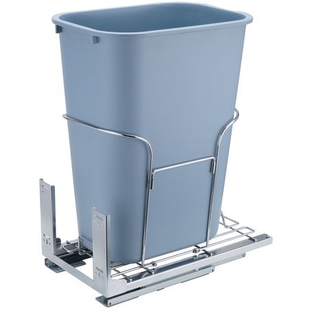 Pull-Out Trash Can, 35L Single Bin, Under Mount Kitchen Waste Container with Slide, Handle and Door Mounting Kit, 110 lbs Load Capacity Heavy Duty Garbage Recycling Bin for Kitchen Cabinet, Sink