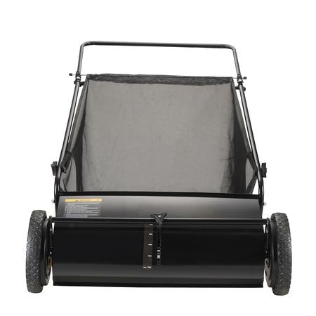 Push Lawn Sweeper, 26-inch Leaf & Grass Collector, Strong Rubber Wheels & Heavy Duty Thickened Steel, Durable to Use with Large Capacity 7 cu. ft. Mesh Collection Hopper Bag, 4 Spinning Brushes