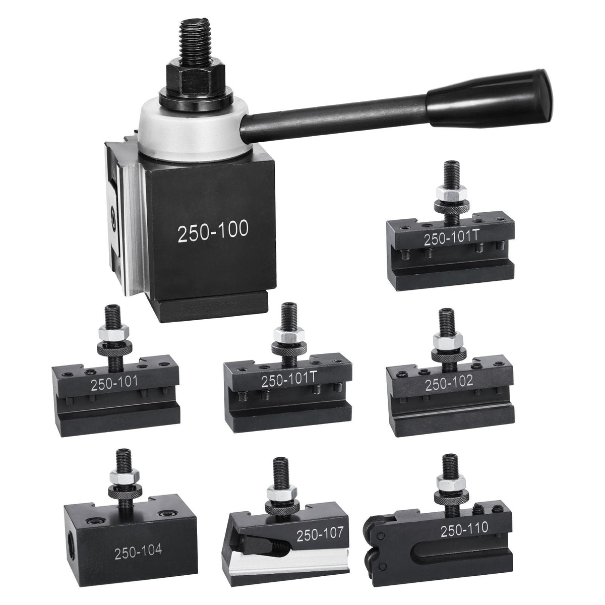Quick Change Tool Post Set, 8 Pcs, Includes Lathe Tool Holders, Wedge Type Tool Post with Turning Tool Holder Accessories, Fit for Mini Lathe & Metal Lathe 6"-12" Swing, Durable Steel Material