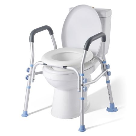 Raised Toilet Seat with Arms, 300 lbs Load Capacity, Adjustable Height, Widened Commode Elevated Toilet Seat Riser with Handles and Splash Guard for Seniors, Elderly, Handicap, Disabled, Adults