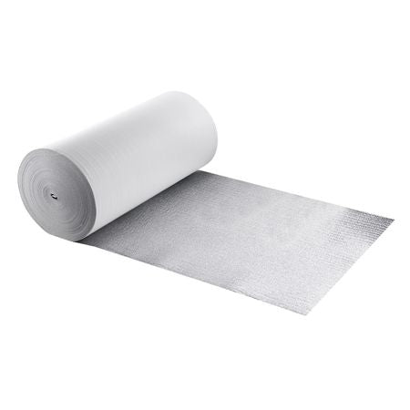Reflective Insulation Roll, EPE Foam Core Radiant Barrier, 3mm 48 in x 250 ft, Aluminum Foil White PE Film Heat Reflective Shield, Thermal Insulation Roll for Garage Door Window RV Roofs