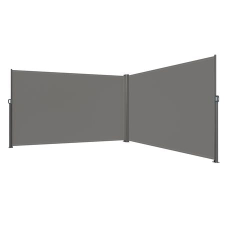 Retractable Side Awning, 63''x 236'' Aluminum Outdoor Privacy Screen, 280g Polyester Water-proof Retractable Patio Screen, UV 30+ Room Divider Wind Screen for Patio, Backyard, Balcony, Gray