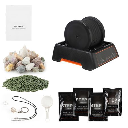 Rock Tumbler, 1 lb Rock Polishing Machine, Rocks Tumbling Kit with 4-Speed Adjustment, 1–9 Day Timer, Direct Drive Motor Rocks Polishing Kit for Rose Quartz, Amethyst, Quiet Operation
