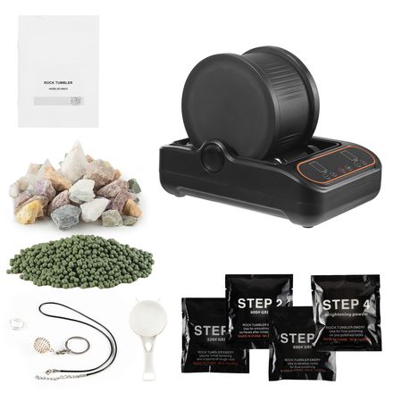 Rock Tumbler, 3 lb Rock Polishing Machine, Rocks Tumbling Kit with 4-Speed Adjustment, 1–9 Day Timer, PC Sound Reduction Cover & TPU Drum, Direct Drive Motor Rocks Polishing, Quiet Operation