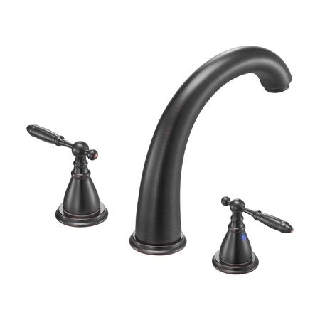 Roman Tub Faucet, 3 Hole Waterfall Bathtub Faucet, Gooseneck Bath Tubs Faucets Set with 2 Handles, Roman Tub Faucets Deck Mount for Pet Washing, Adult Bathing, Bronze, Temperature Control