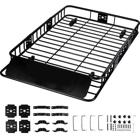Roof Rack Cargo Basket, 64" x 39" x 6" Rooftop Cargo Carrier with Extension, Heavy-duty Steel 200 LBS Capacity Universal Roof Rack Basket, Luggage Holder for SUV, Truck