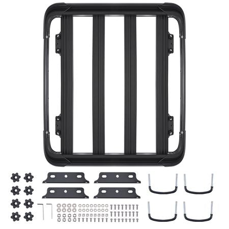 Roof Rack Cargo Carrier, 48 x 40 x 5.6 in, Universal Rooftop Cargo Basket, Car Top Luggage Holder with 150 lbs Max Load Capacity, 4.1 in Fence, Anti-Rust Alloy Steel, Wind Fairing, for SUV Car