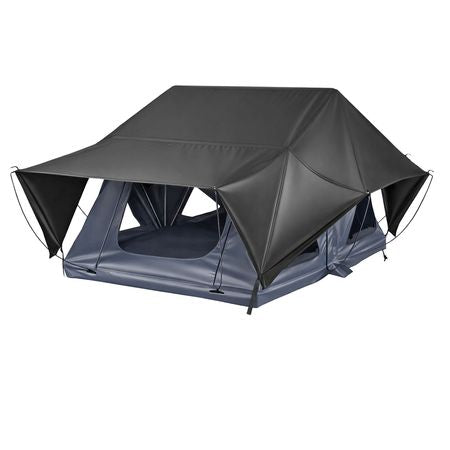 Rooftop Tent, 2-3 Person Foldable Aluminum Roof Top Tent with Tri-Color LED Light, Thick Mattress & 10 Windows, Waterproof Windproof Overland Camping Car Roof Rack Suitable for Jeep SUV Pickup