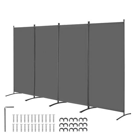 Room Divider, 4 Panels Room Divider, Folding Privacy Screen and Portable Partition Divider for Room Separation, Freestanding Room Partitions for Office, Bedroom, Study, Grey
