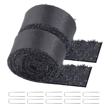 Rubber Mulch for Landscaping, 2 Rolls Recycled Rubber Mulch Mat 120 x 4.5 in, Permanent Rubber Pathway, Natural-Looking Black Mulch Garden Edging for Plants, Vegetables & Flower Garden Barrier