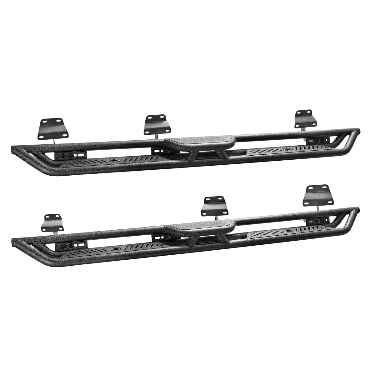 Running Boards, 6 Inches Side Steps Compatible with 2015-2025 Ford F150 SuperCrew Cab, 2017-2025 Ford F150 SuperCrew Cab, Black Carbon Steel Nerf Bars, 550 lbs Load Capacity, Non-Slip Surface