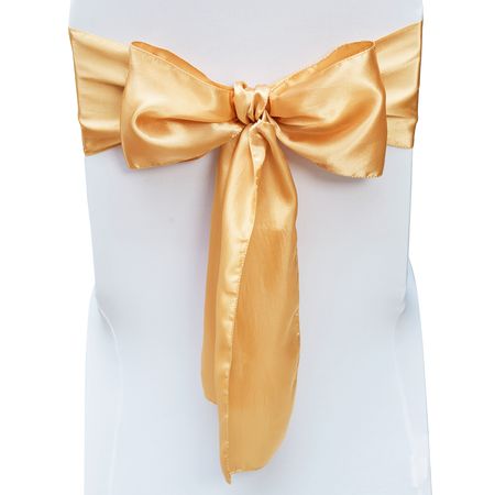 Satin Chair Sashes Bows, 50PCS Chair Ribbon Ties Back Sash, 7 x 108 inch, Gold Wedding Reception Decoration, for Wedding Ceremony Baby Shower Party Events Banquet Chair Cover Decoration