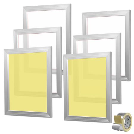 Screen Printing Kit, 6 Pieces Aluminum Silk Screen Printing Frames, 16x20inch Silk Screen Printing Frame with 110 Count Mesh, High Tension Nylon Mesh and Sealing Tape for T-shirts DIY Printing