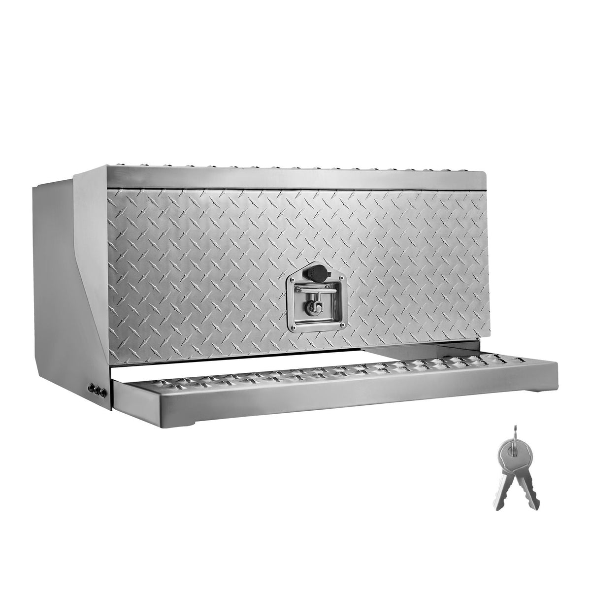 Semi-Truck Step Tool Box, 30" x 29.5" x 15.8" Heavy Duty Aluminum Diamond Plate Toolbox, Waterproof Cab Entry Step Storage Box with T-Handle Lock & Keys for Flatbed, Crane, and Semi Trucks