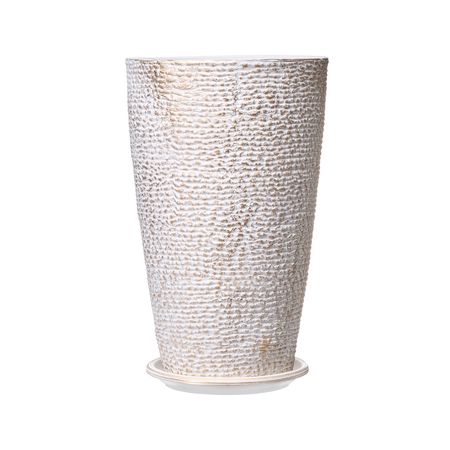 Set of 2 Tall Outdoor Planters 21"H, Round Large Planters For Front Porch and Patio, Stone Finish Flower Tree Plant Pots