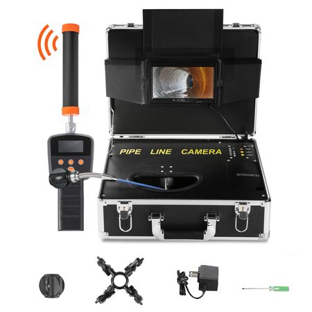 Sewer Camera with 512Hz Locator,100 ft/30 m, 7" Pipeline Inspection Camera with DVR Function, IP68 Camera with 12 Adjustable LEDs, A 16 GB SD Card for Sewer Line, Home, Duct Drain Pipe Plumbing