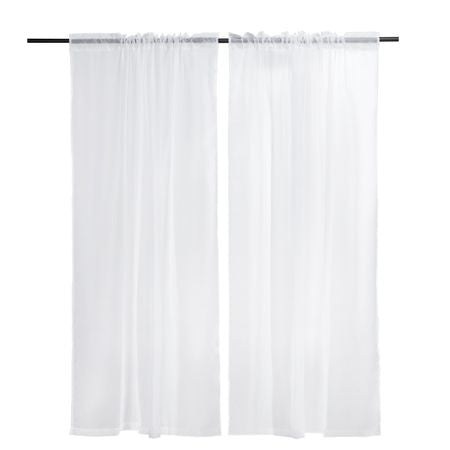 Sheer Curtains, 84 inches Long, 2 Panels Set Sheer White Curtains, Each 52" W x 84" L, Dual Rod Pocket Installation, 100% Polyester Window Drapes for Bedroom, Living Room, Balcony, Yard