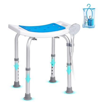 Shower Chair, Adjustable Height Shower Stool, Shower Seat for Inside Shower or Tub, Non-Slip Bench Bathtub Stool Seat for Elderly Disabled Handicap, 350 LBS Capacity