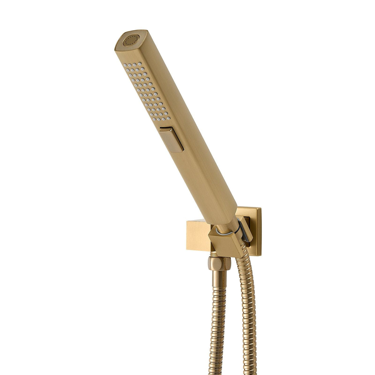Shower Faucet Set, 12 Inch Thermostatic Ceiling Mount Rainfall Shower System with 6 Inch Wall Mount Head and 2 in 1 Handheld Spray, 3-Function Dual Rain Head Brass Valve Trim Kit, Brushed Gold
